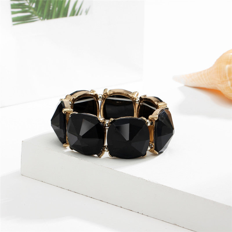 Bead Geometric Stone Mosaic Bracelet