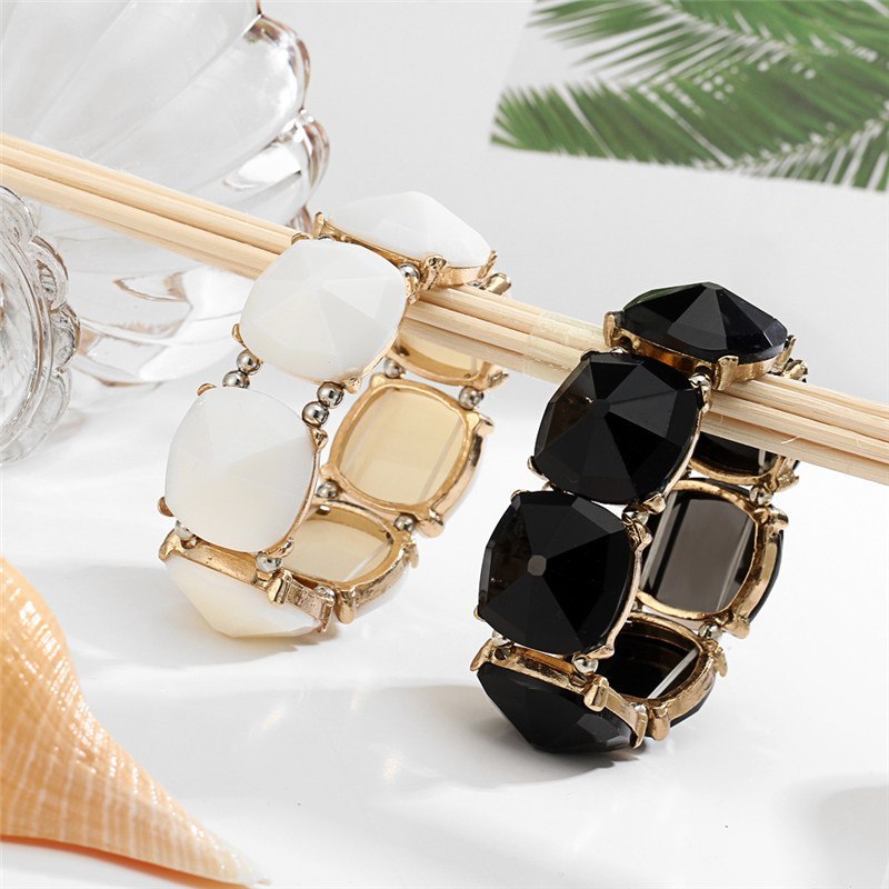 Bead Geometric Stone Mosaic Bracelet