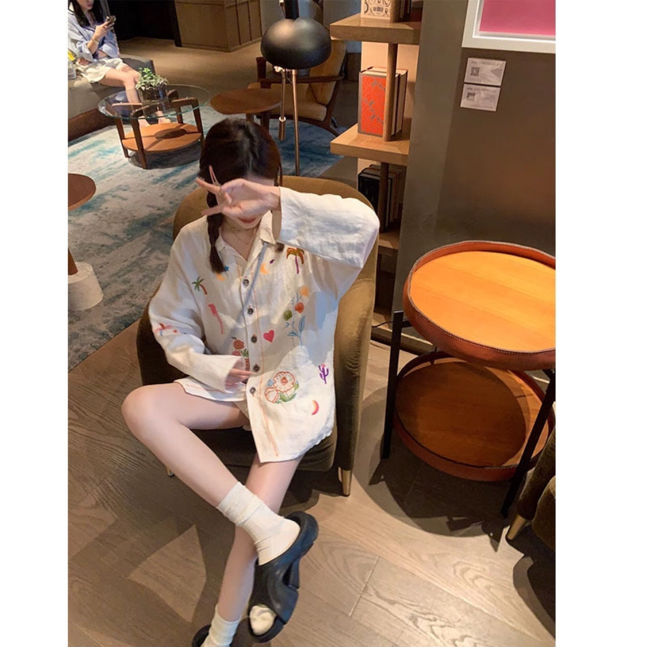 Summer Embroidered Shirt Shorts